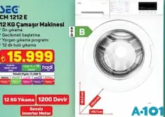 SEG CM 1212 E 12 KG ÇAMAŞIR MAKİNESİ